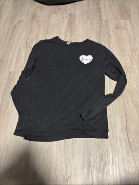 Next Level Apparel Black Long Sleeve Tee with White Heart Graphic
